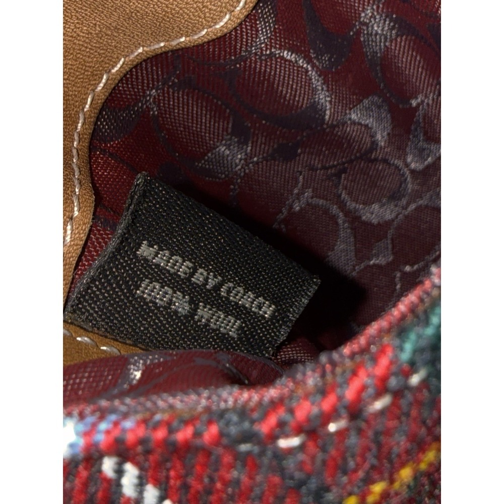 Vintage Coach Plaid Wool Turnlock Top Handle Phone Bag Pouch Bag Charm Tassel - Picture 11 of 14
